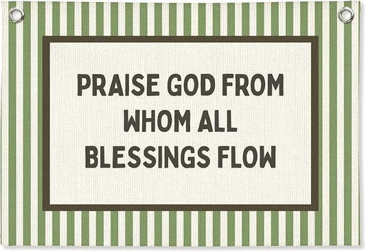 Christian Nursery Decor, Kids Room Decor Linen Canvas Banner,Green Bedroom Wall Hanging Decor for Kids Room Playroom Classroom Homeschool Art, 30x20 Inch
