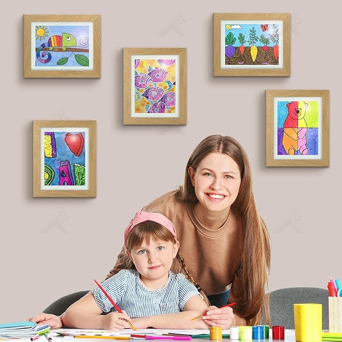 Golden State Art, 8.5x11 Kids Art Frames, Front-Opening Picture Frame Great for Kids Drawings, Artworks, Children Art Projects, Schoolwork, Home or Office (Brown, Set of 8)