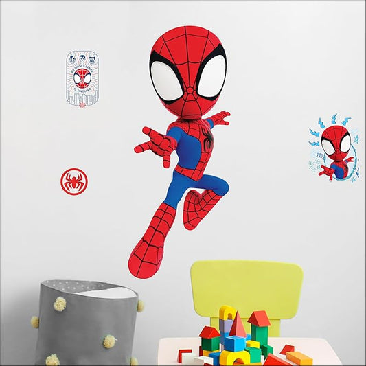 Marvel Spidey and His Amazing Friends Spider-Man Wall Decal - 27" Spidey Vinyl Stickers for Bedroom Bathroom Decor - Peel and Stick Room Decorations