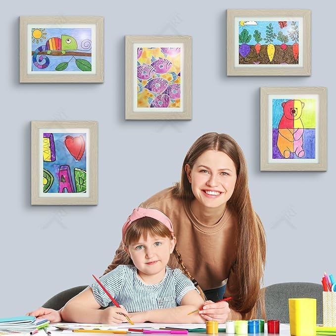 Golden State Art, 9x12 Kids Art Frames, Front-Opening Picture Frame Great for Kids Drawings, Artworks, Children Art Projects, Schoolwork, Home or Office (Grey, Set of 2)