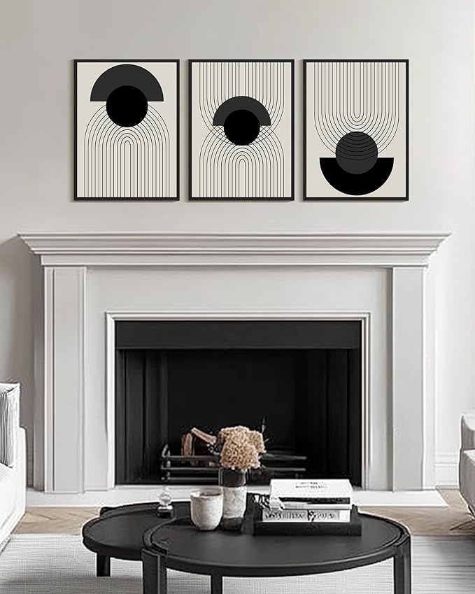 Drsoum Black Boho Wall Art Framed Modern Decor Bohemian Wall Decor Abstract Geometry Lines Prints Ready to Hang 12x16in Black Framed