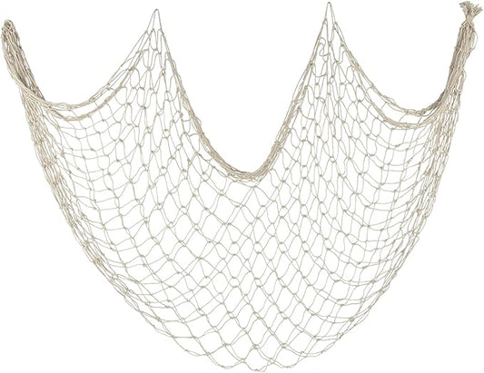ZUEXT Beige Decorative Fishing Net 5x10 ft, Large Picture Fish Net 3mm Thick, Wall Photo Hanging Fishnet Table Runner for Nautical Mermaid Pirate Ocean Themed Hawaii Beach Under the Sea Party Decorations