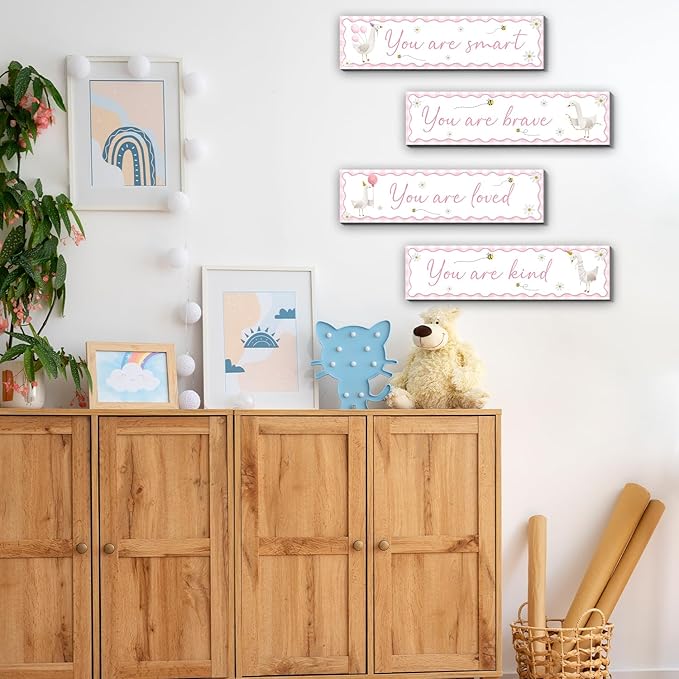 One Silly Goose Nursery Decor,Wooden Babies Items,4PCS Silly Goose Wall Decals Art,Perfect for Baby Room,Nursery,Kids Room,Unique Ideal for Baby Shower,Easy to Install