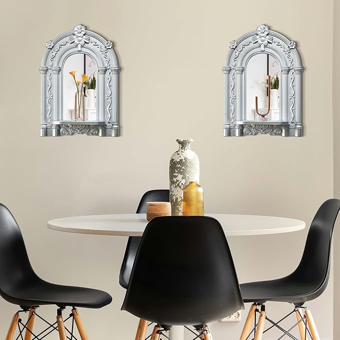 Three-Dimensional Relief Candle Sconces Set 2 Rustic Wall Mount Candle Holders Wood Hanging Wall Decor Mirrored Wall Art Hand Carved Home Decoration