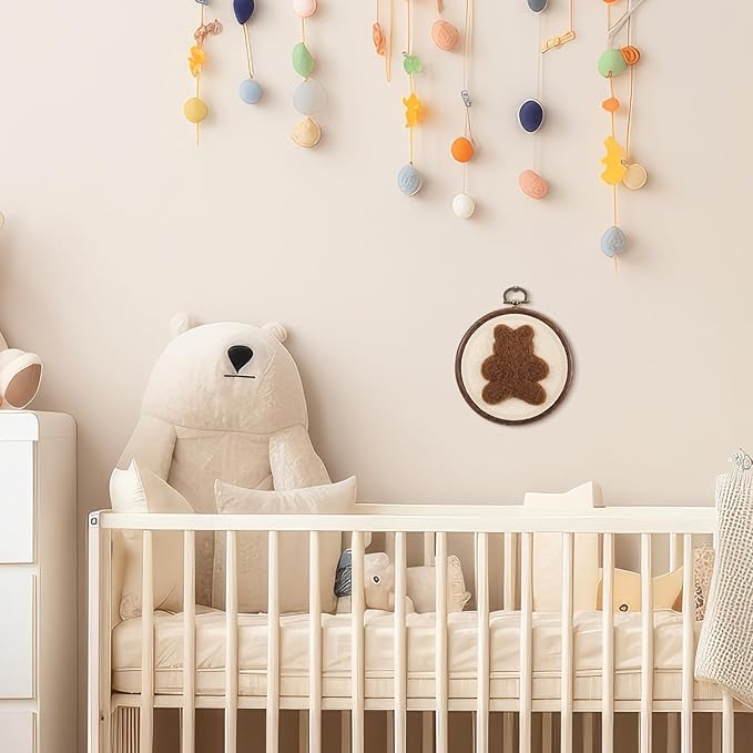 Chunful Felted Bear Nursery Wall Decor Cute Wall Art Decorative Artwork for Nursery Themes Bathroom Living Room Classroom Home Decoration