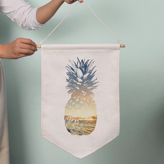 Pineapple Pennant Flag, Pineapple Decor, Pineapple Art, Beach Decor, Summer Decor, Pineapple Hanging Canvas Banner, Bedroom Wall Hanging Banners, Sister Gift, Best Friend Art Gift, for Her