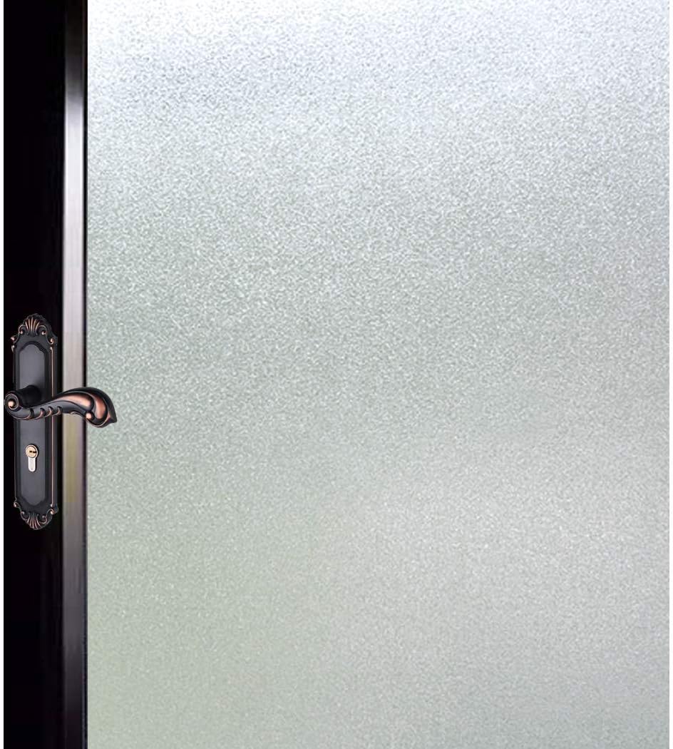 DUOFIRE Privacy Window Film Natural Frosted Glass Film Static Cling Glass Film No Glue Anti-UV Window Sticker Non Adhesive for Privacy Office Meeting Room Bathroom Living Room 29.5in. x 118in. S001
