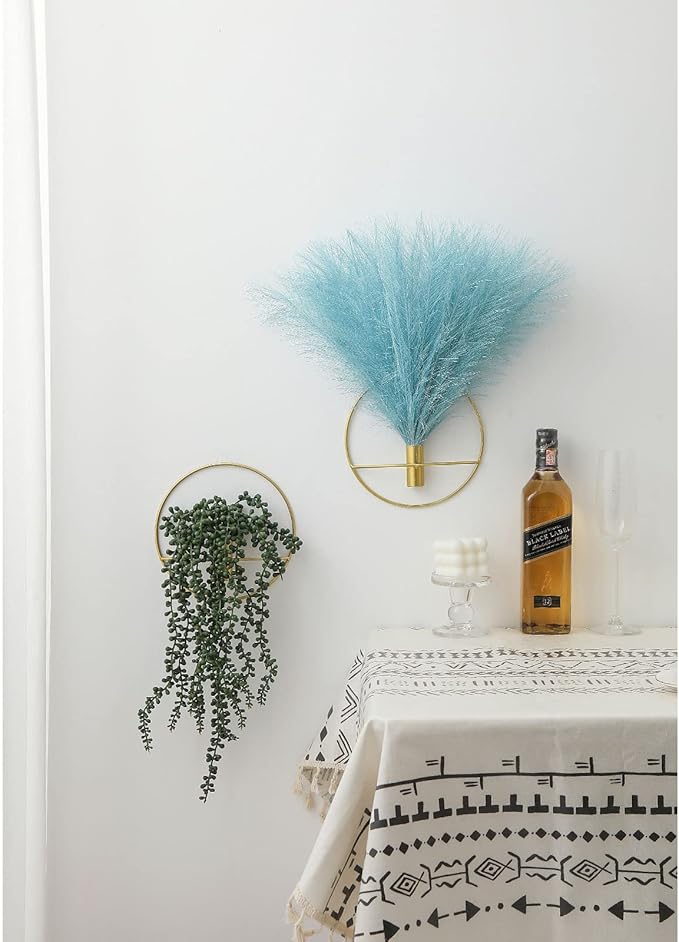 Pretty Jolly Wall Decor Metal Vase Decoration Holder, Wall-Mounted Artificial Flowers, Golden Fake Wheat 2 Pack, Art Artificial Greenery, Farmhouse, Boho