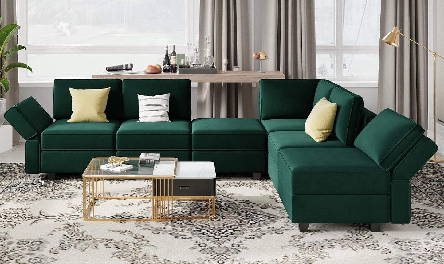 Belffin Modular Sofa Armrest Backrest Module for Modular Sectional Sofa Couch Side Armrest, Backrest Velvet Green
