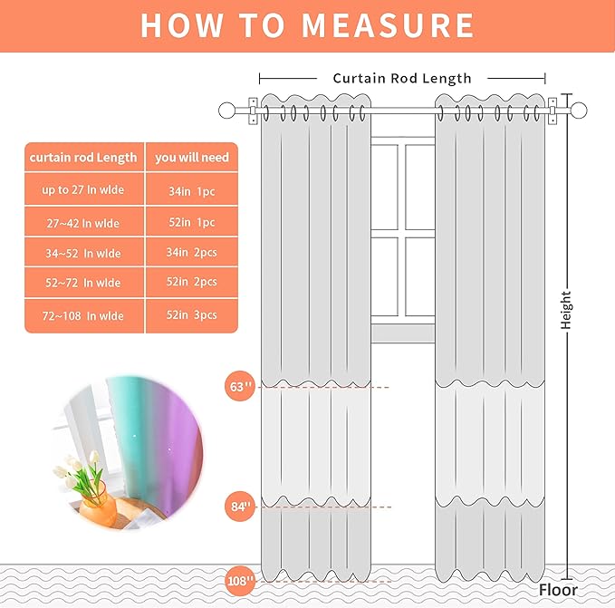 XiDi Curtains for Bedroom Decor, Kids Room Curtains for Girls Rainbow Colour, Pink Purple Green 42/102/1
