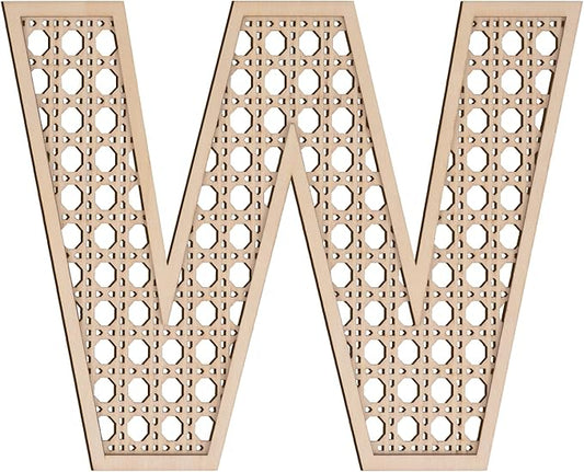 Large Boho Wooden Rattan Letters 12 inch for Nursery Decor Wood Letter W Wall Decors for Baby Girl Boy Bedroom Home Rustic Name Sign Birthday Wedding Decorative Letters