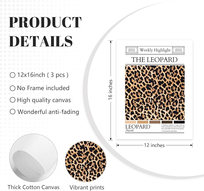Lhoiplme Trendy Leopard Wall Art Cheetah Print Canvas Wall Decor 8 Ball Poster Preppy Room Aesthetic Pictures Funky Coquette Vintage Prints Y2k Fashion Lucky Posters for Bedroom 12x16x3 Inch Unframed