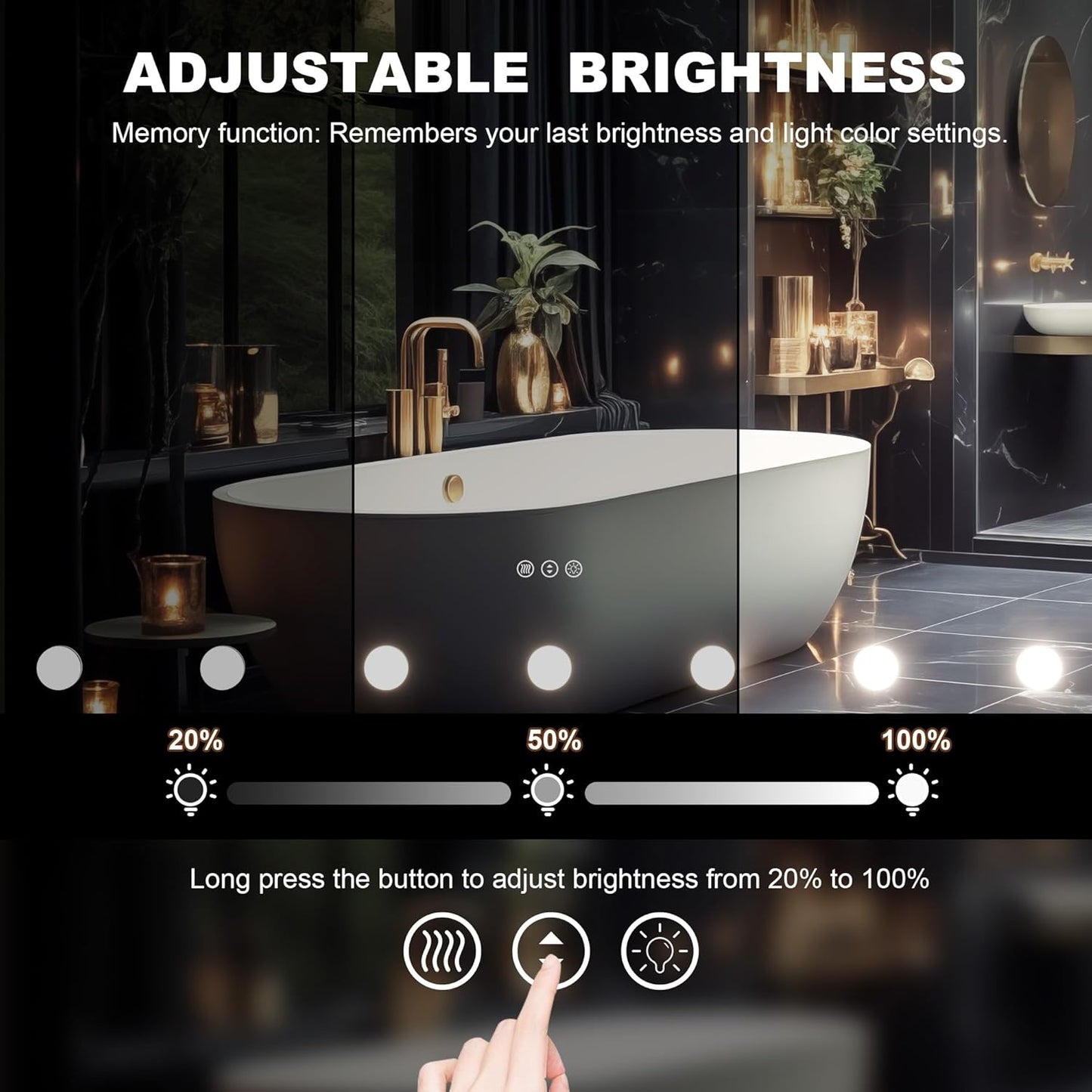 Hasipu LED Bathroom Mirror with Lights, 47" x 32" Hollywood Wall-Mounted Bathroom Mirror with 22 Dimmable Bulbs, 3 Colors Modes, Touch Control, Anti-Fog, Memory Function, Shatter-Proof, ETL Listed