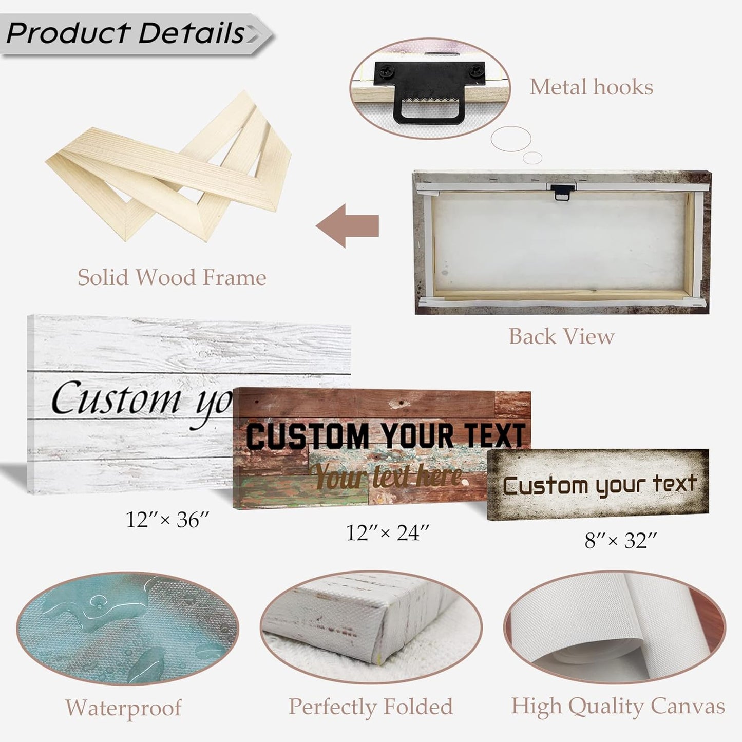 LZIMU Custom Signs for Wall Personalized Canvas Prints Sign with Your Text Customized Family Sign Wall Art for Rustic Farmhouse Home Decor (4"x8")