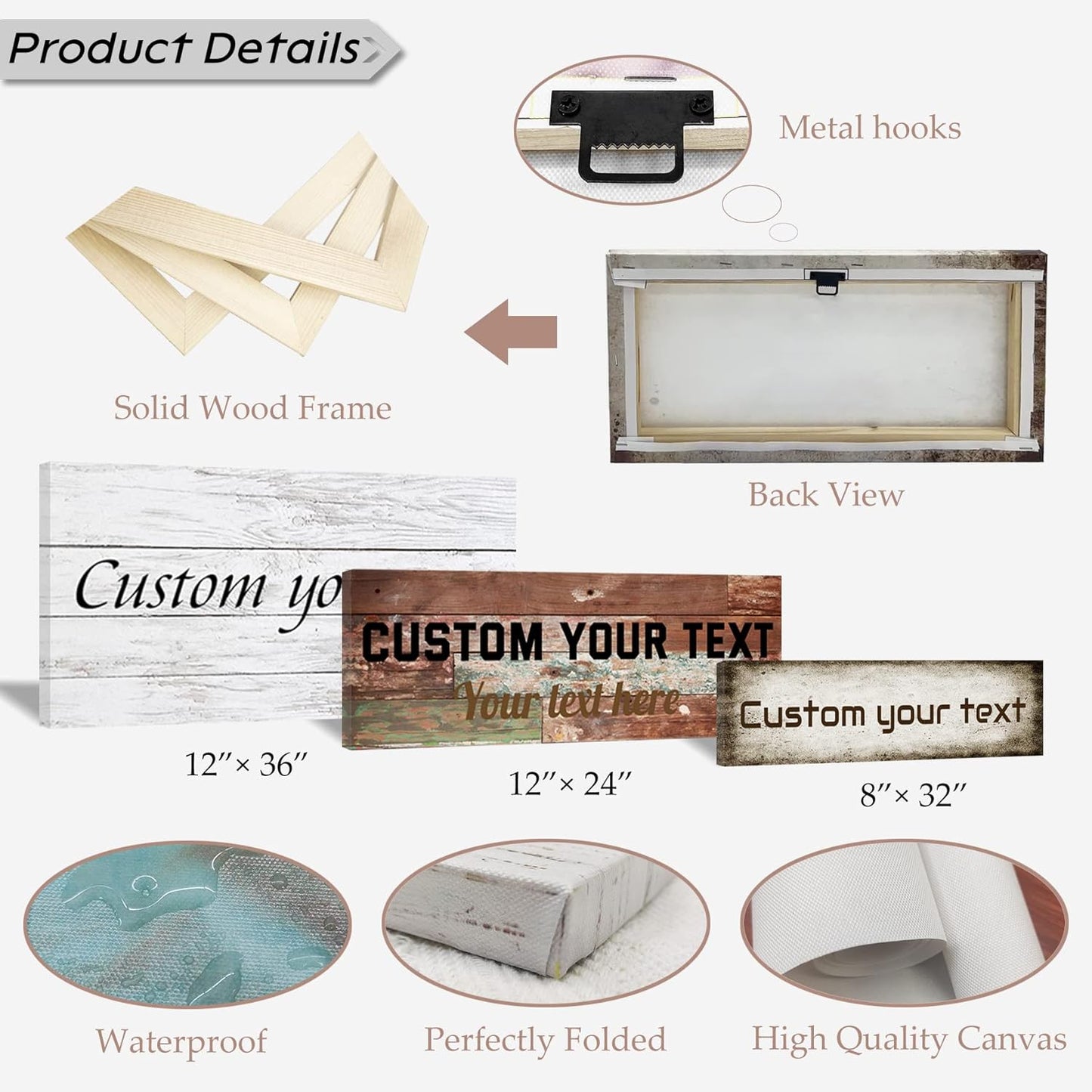 LZIMU Personalized Quotes Sign Wall Decor Custom Canvas Sign with Your Text Customized Gift for Rustic Kitchen Farmhouse Decor Framed (6"x24")