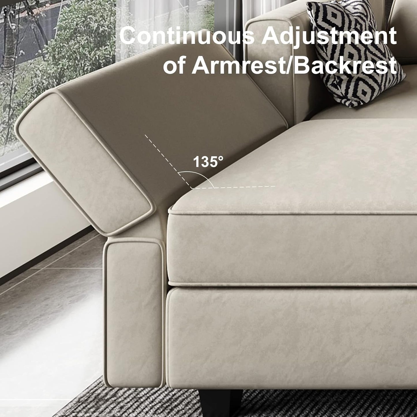Belffin Modular Sofa Armrest Backrest Module for Modular Sectional Sofa Couch Side Armrest, Backrest Velvet Grey