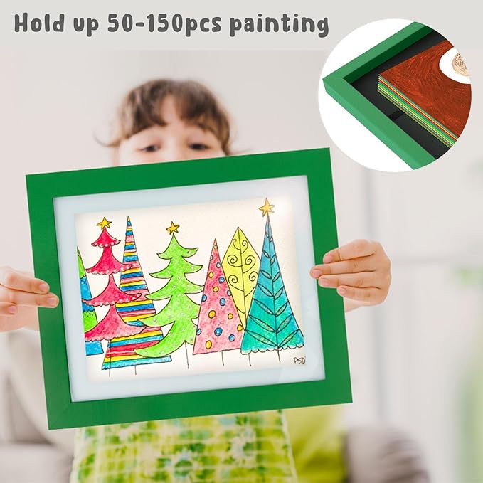 Golden State Art, 10x12.5 Kids Art Frames, Front-Opening Picture Frame Great for Kids Drawings, Artworks, Children Art Projects, Schoolwork, Home or Office (Green, Set of 2)