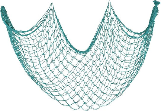 Decorative Fishing Net 80x40 Inch,Patioland Large Aqua Picture Fish Net, Wall Photo Hanging Fishnet for Nautical Mermaid Pirate Ocean Themed Hawaii Beach Under The Sea Party Decorations (1PCS)