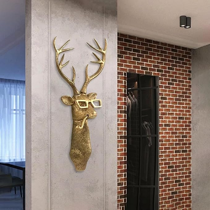 Joogour Head Wall Mount Decor,Resin Animal Sculptures，Art Deco Wall Hanging Decoration for Living Room Bedroom Officeroom Gift (Set of 5)