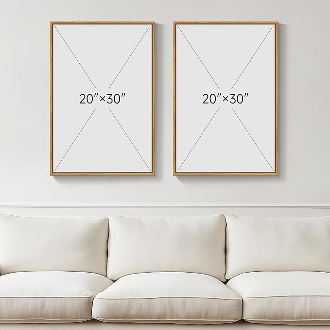 Framed Boho Neutral Floral Wall Art for Room Decor, Set of 2 Botanical Flower Artwork for Walls, Bohemian Modern Canvas Paintings Prints for Living Room Bedroom Office Kitchen Wall Decor, 20x30 Inch