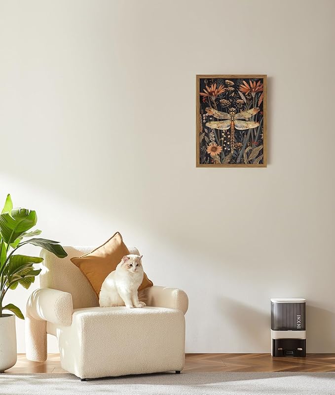Framed Vintage 3D Textured Wall Art Dark Green Dragonfly Flowers Wall Decor Hand Drawn Sandstone Nature Botanical Paintings Pictures for Living Room Bedroom 12x16 inch