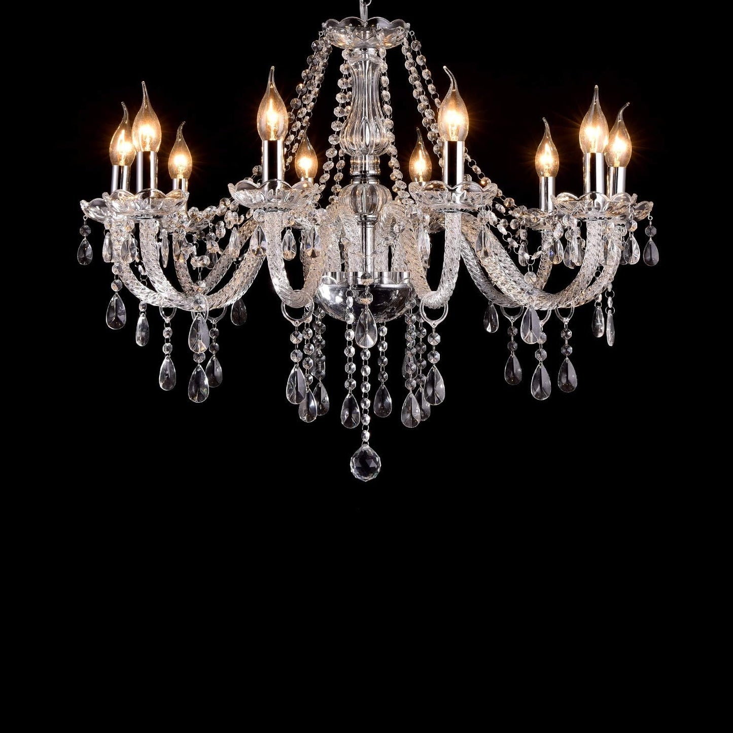 LIUMANG Modern Elegant 10 Lights K9 Crystal Glass Chandelier Pendant Ceiling Lighting European Style for Dining Living Room Bedroom Transparent, 10 E12 Bulbs Required