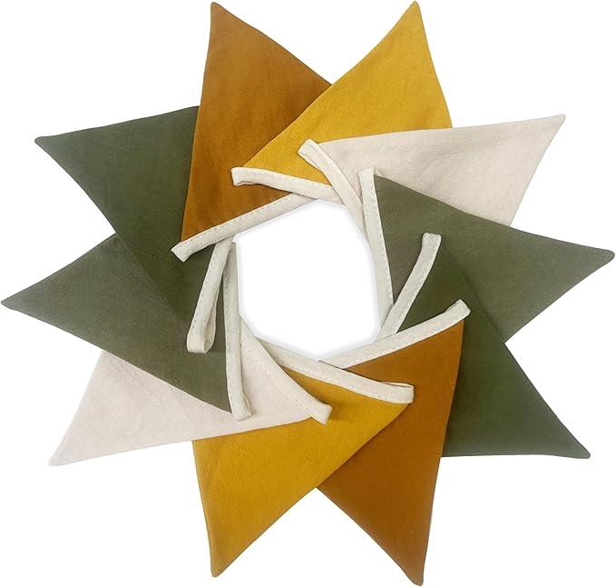 2 Sets of Sage Green Yellow Nursery Garland 24Pcs Fabric Linen Pennant Banner Flags Triangle Streamers for Baby Playroom Decor Kids Jungle Woodland Camper Birthday Baby Shower Boho Party Decorations