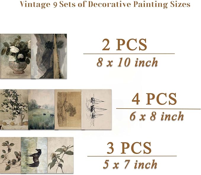 Vintage Wall Art Decor, Farmhouse Wall Prints for Bedroom, Rustic Posters for Room Aesthetic, French Country Landscape Paintings Farmhouse Antique Posters, Cottagecore Dorm Gallery Home Decor,Unframed
