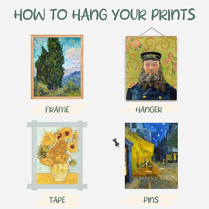KBKBART Vintage Eclectic Wall Art Prints Set of 12, Abstract Eclectic Wall Decor Van Gogh Maximalist Famous Artist Painting Pictures, Trendy Maximalism Poster for Aesthetic, Unframed