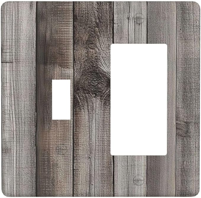 Outlet Covers Vintage Brown Gray Wood Texture 1 Toggle 1 Rocker Combination Decorative Wall Plate Electrical Switch Plates Light Switch Cover Plate For Farmhouse Cabin Decor