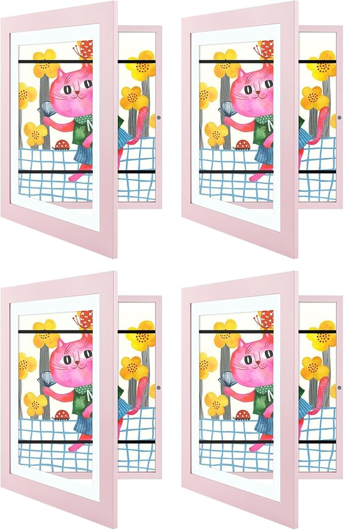 Golden State Art, 8.5x11 Kids Art Frames, Front-Opening Picture Frame Great for Kids Drawings, Artworks, Children Art Projects, Schoolwork, Home or Office (Light Pink, Set of 4)