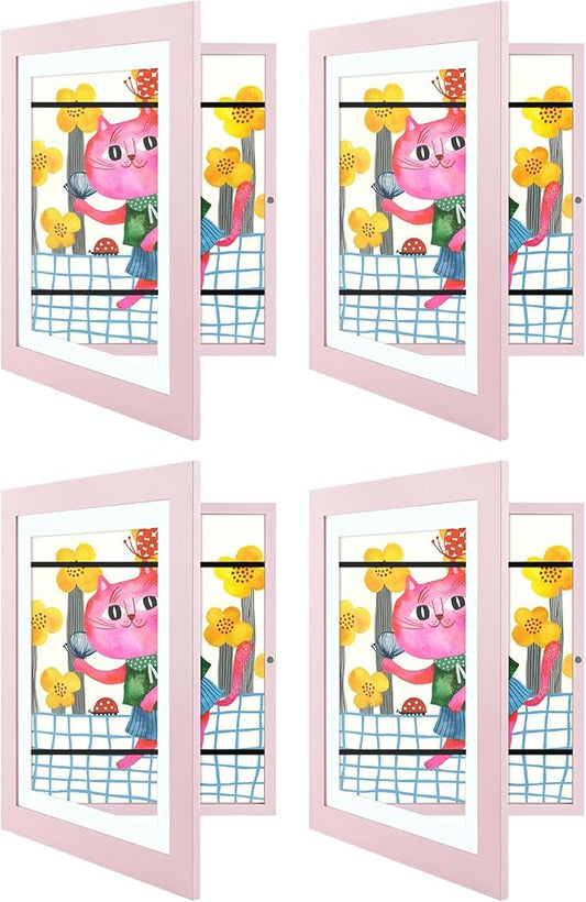 Golden State Art, 8.5x11 Kids Art Frames, Front-Opening Picture Frame Great for Kids Drawings, Artworks, Children Art Projects, Schoolwork, Home or Office (Light Pink, Set of 4)