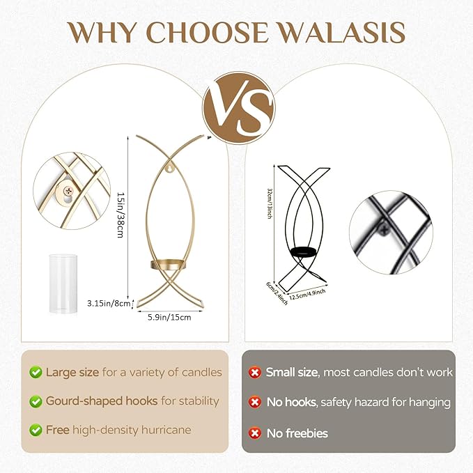 Candle Sconces Wall Decor Set of 2: Wall Hurricane Candle Holder Modern Metal Wall Mounted Gold Sconces Decorations for Living Room Bedroom Bathroom Hallway Outdoor