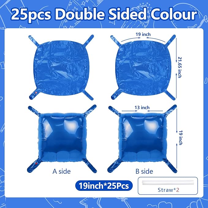 NISOCY 25PCS Blue Square Foil Balloons Wall Backdrop Double Sided Dark Blue Balloons Tunnel Arch Kit for Birthday Baby Shower Graduation Wedding Anniversary Party Decoration