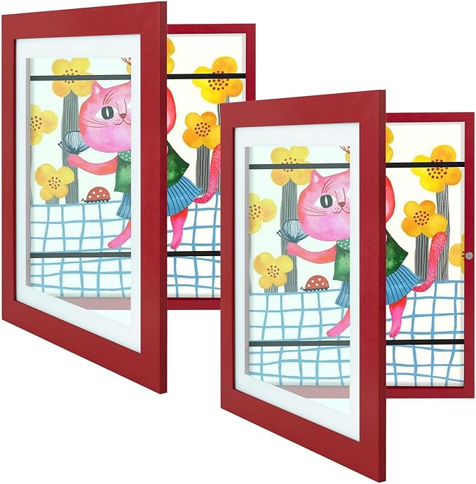 Golden State Art, 10x12.5 Kids Art Frames, Front-Opening Picture Frame Great for Kids Drawings, Artworks, Children Art Projects, Schoolwork, Home or Office (Red, Set of 2)