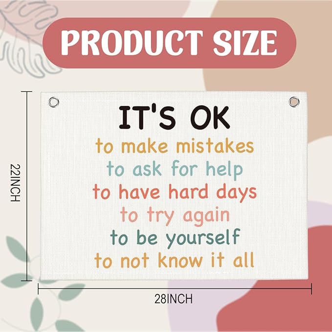 Positive Affirmations Wall Hanging Banner Flag Inspirational Decor for Office Toddler Playroom Nursery Toy Room Trendy Room Motivational Quotes