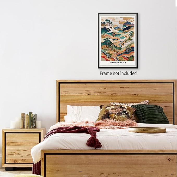 Vintage Yayoi Kusama Grasslands Posters Japanese Wall Art Yayoi Kusama Abstract Landscape Canvas Print for Stylish Room Bedroom Living Room Gallery Decor 8x10in Unframed