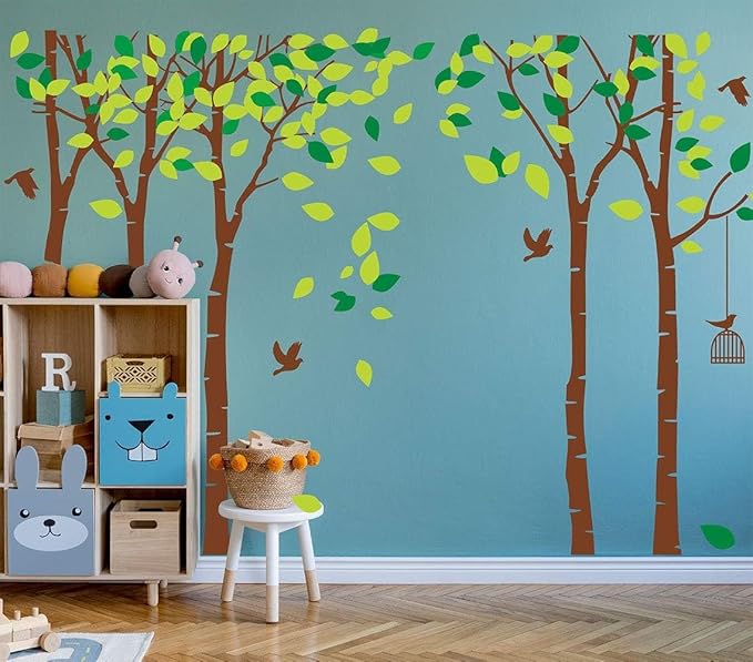 Giant Jungle Tree Wall Decal Tree Wall Sticker Removable Vinyl Sticker Mural Art Room Nursery Bedroom Living Room Decoration (103.9x70.9)
