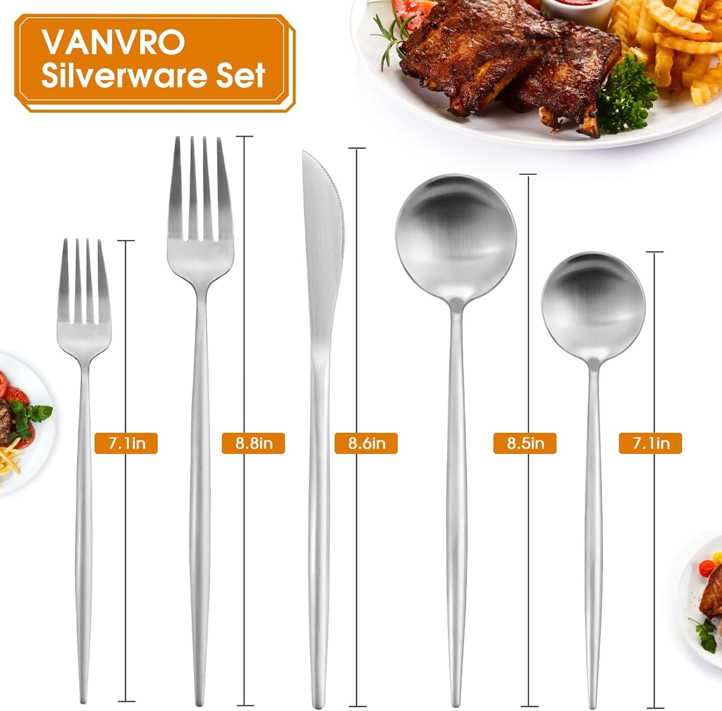 Matte Satin Finish Silverware Set, 40-Piece Tableware Cutlery Set, Utensils Set Service for 8, Dishwasher Safe