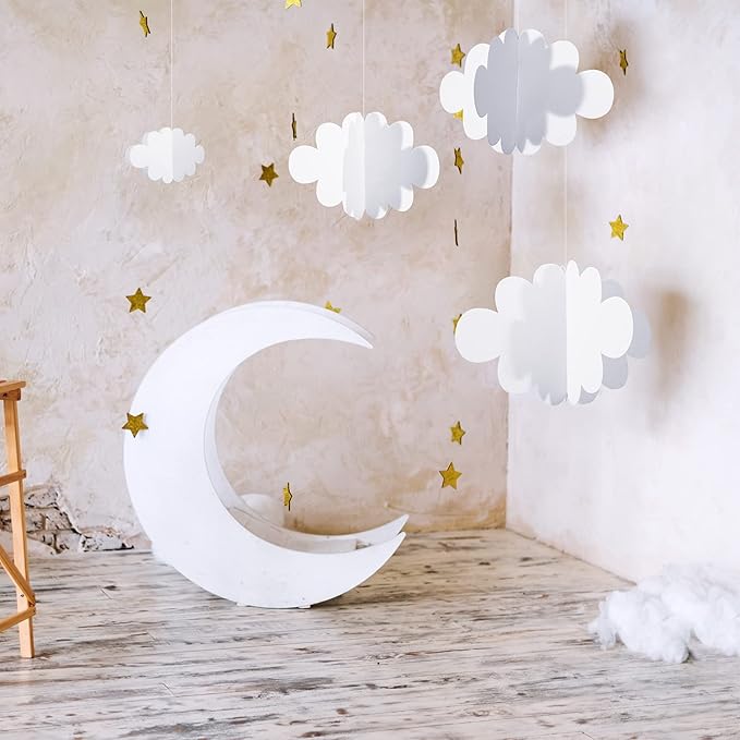 8 Pcs Classroom 3D Cloud Decoration Hanging for Ceiling Party Decoration Artificial Cloud Ornament Hanging Ceiling Wall Decor for Birthday Wedding Baby Shower Nursery Children Room(Lovely,White)