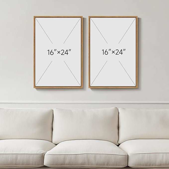 Framed Boho Sun and Moon Set of 2 Wall Art, Terracotta Blush Mid Century Modern Canvas Artwork for Walls, Bohemian Abstract Painting Print for Living Room Bedroom Hallway Office Wall Decor, 16x24 Inch