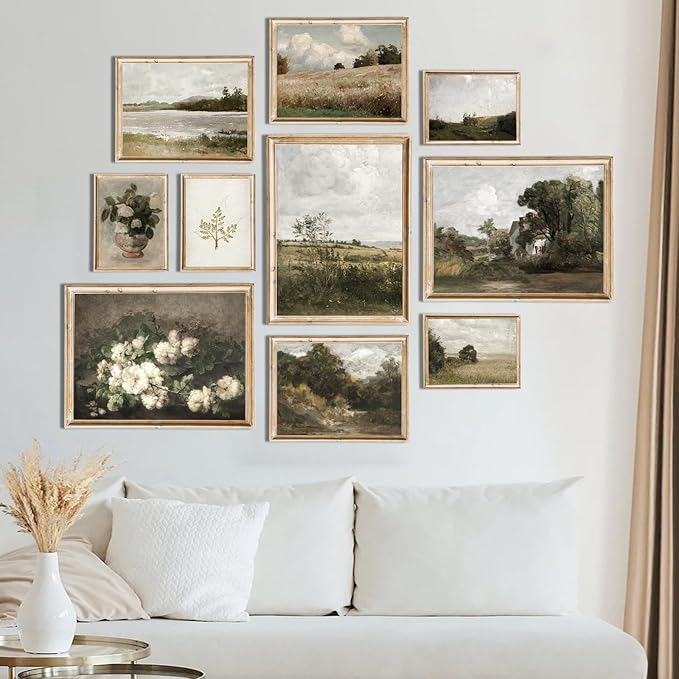uniro Vintage Wall Art Decor Prints Farmhouse Wall Decor Vintage French Country Canvas Wall Art Prints Nature Landscape Flower Botanical Painting Poster Rustic Cottagecore Decor Retro Aesthetic