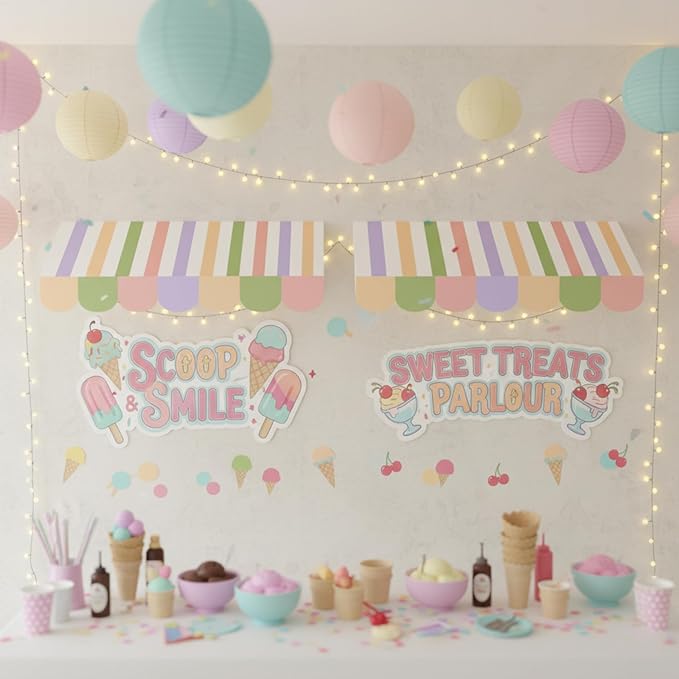 Tallew 4 Pcs 3D Circus Awning Wall Decoration Carnival Awning for Halloween Carnival Theme Party Classroom Decorations(Pastel Color)