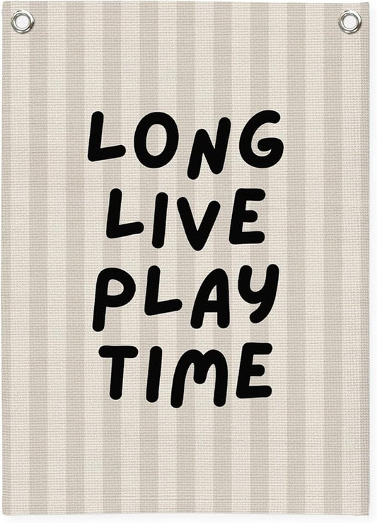 Playroom Decor,Long Live Playtime Canvas Banner,Boy Nursery Decor Wall Hanging Banner Flag for Toddler Kids Room Nursery Playroom Bedroom 18x25 Inch
