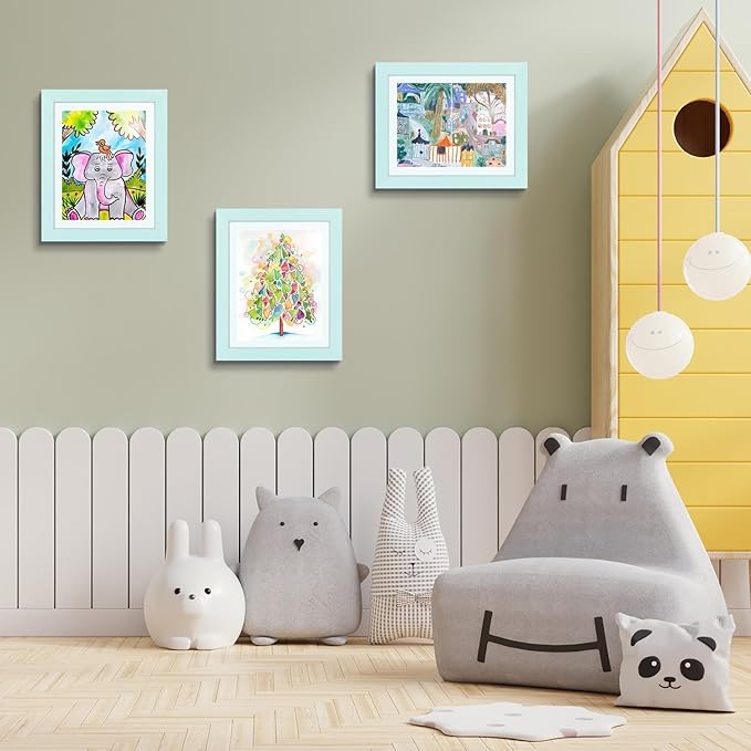 Golden State Art, 10x12.5 Kids Art Frames, Front-Opening Picture Frame Great for Kids Drawings, Artworks, Children Art Projects, Schoolwork, Home or Office (Light Blue Set of 2)