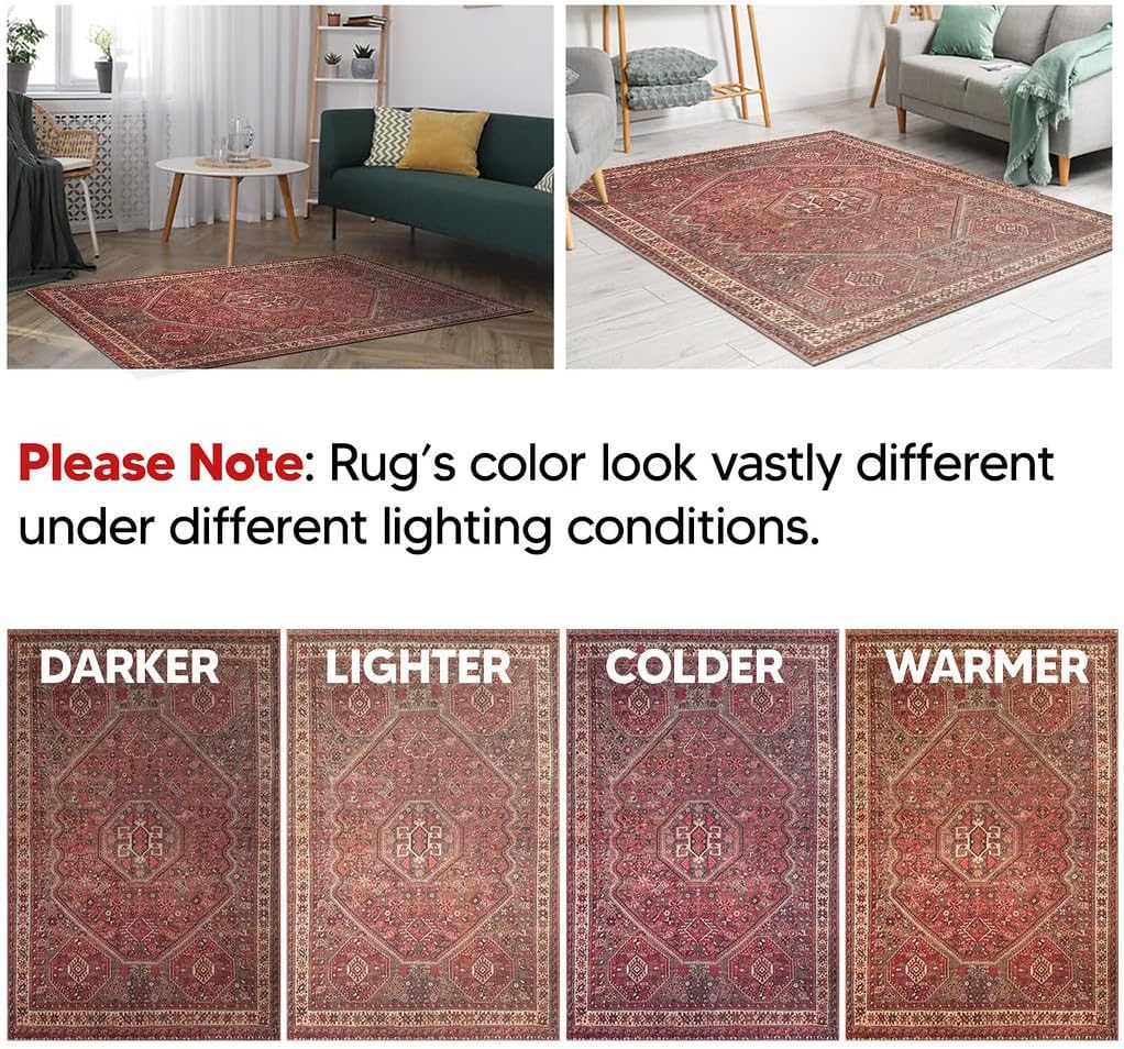 Keen Home Design 2x10 Rug - Machine Washable Runner Rug with Non-Slip Backing, Ideal for Hallway, Entryway, Kitchen, Laundry Room - Vintage, Easy Clean, Durable, Low Pile - (2'6" x 10')