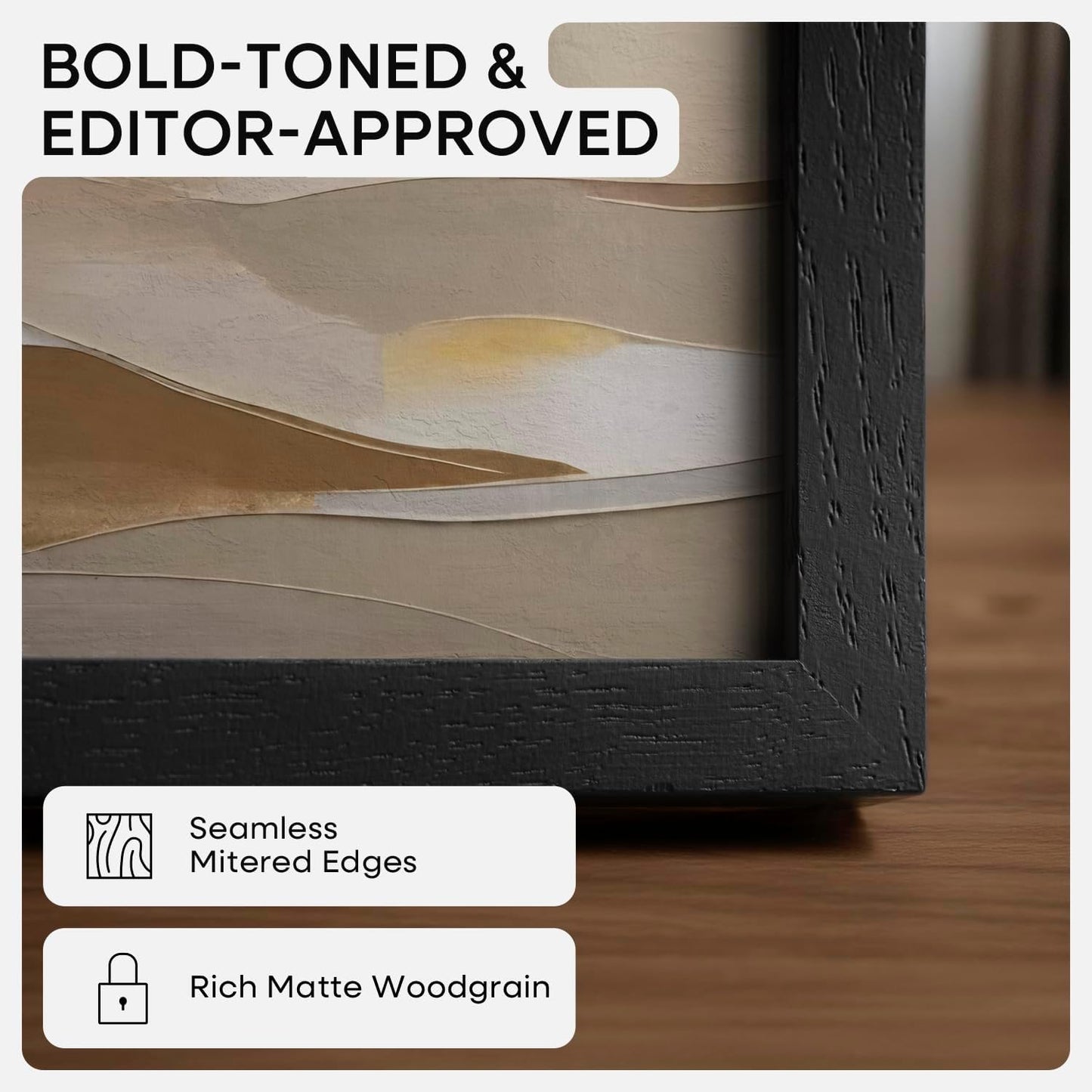 Homeforia 14x22 Frame Black Wood, High End Oak 14x22 Picture Frames with Mat 12x16 Photo, 14 x 22 Wooden Poster Frame Matted to 12 by 16 Print, 22x14 Hanging Frames, Tempered Glass, Wall Kit, Set of 1