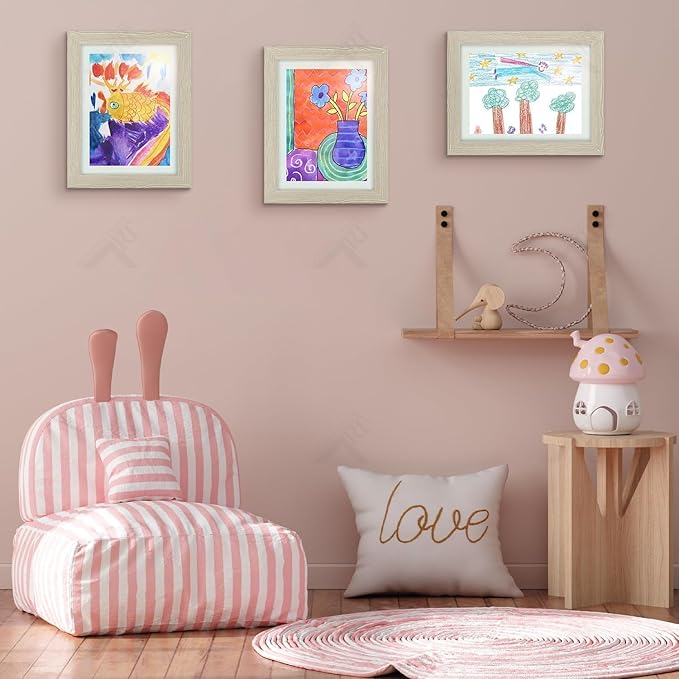 Golden State Art, 9x12 Kids Art Frames, Front-Opening Picture Frame Great for Kids Drawings, Artworks, Children Art Projects, Schoolwork, Home or Office (Grey, Set of 8)