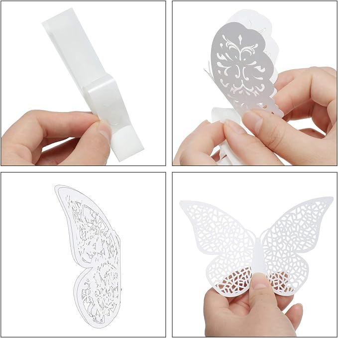 Bememo 72 Pieces 3D Butterfly Wall Decals Sticker Decal Wall Decor Art Decorative Sticker 3 Sizes for Room Offices Bedroom Bathroom Living Room Decor(White)