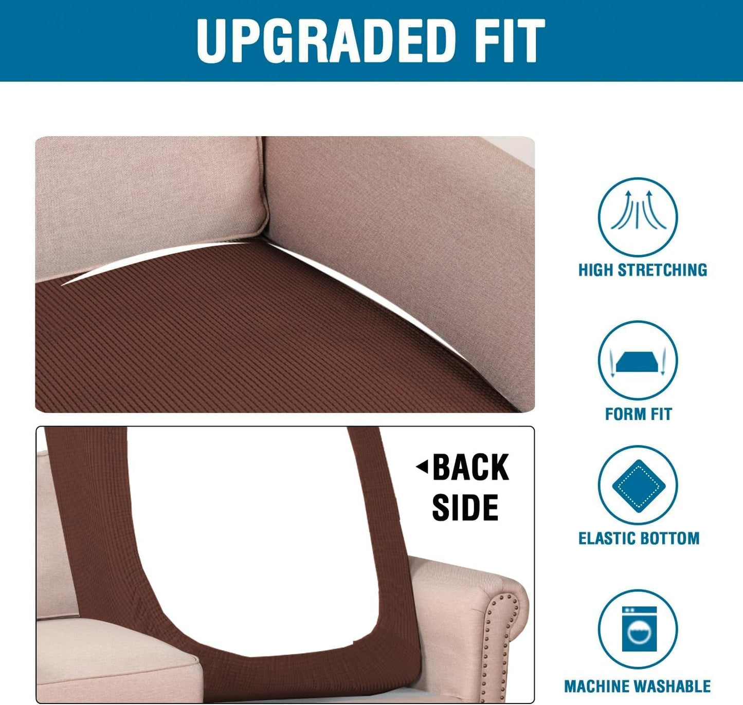 H.VERSAILTEX Super Stretch Individual Chaise Cover Sectional Couch Covers for L Shaped Sofa Both Left/Right Featuring Thick Jacquard Textured Twill Fabric (1 Piece Chaise Cover, Burnt Brick)